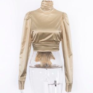 Silky Champagne Open Back Top